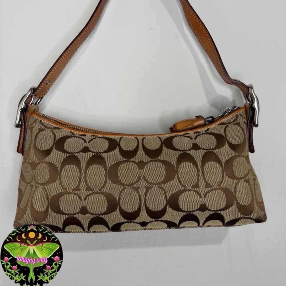 Vintage  Y2K Coach  Signature East West Demi C Demi Canvas Leather Shoulder Bag